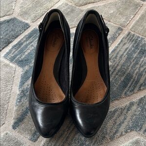 Clarks Black Leather Heels